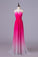 A-line Ombre Princess Long Cheap Gradient Chiffon Strapless Hot Pink Prom Dresses