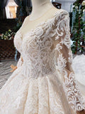 Princess Long Sleeve Beads Lace Appliques Ivory Prom Dresses Quinceanera Dresses