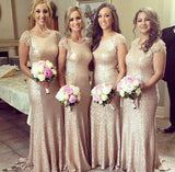 sparkle long champagne sequin bridesmaid dress lace sleeves bridesmaid dress