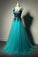 New Fashion Blue Tulle Formal Gown Lace Black Evening Gowns Tulle Formal Gown For Teens