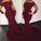 Burgundy Satin Long Sleeves Elie Saab Off the shoulder Appliques Mermaid Prom Dresses