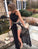 New Style Black Backless Sexy A Line Sleeveless Sequin Beaded Bodice Chiffon Evening Dress