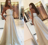 New Arrival Appliques Sleeveless Strapless Sweetheart Pockets A-Line Long Evening Dresses