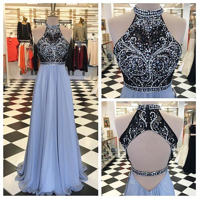 New Arrival Prom Dress Backless Prom Dresses 2019 Sexy Halter Prom Dress Long Evening Dress