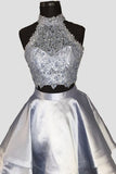 Princess Halter 2 Piece A-line Open Back Sleeveless Lace Mini Short Homecoming Dress