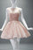 Ball Gown Lace Appliques Brief Backless Short Cute Sleeveless Homecoming Dresses