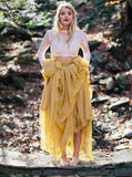Yellow Two Pieces Long Sleeve Rustic Country See Through Wedding Dresses