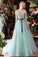 Princesses Romantic Summer Boho Off the shoulder Long Sleeve Blue Wedding Dresses