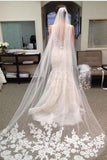 Ivory Lace Edge Chapel Length Wedding Veils Bridal Veil