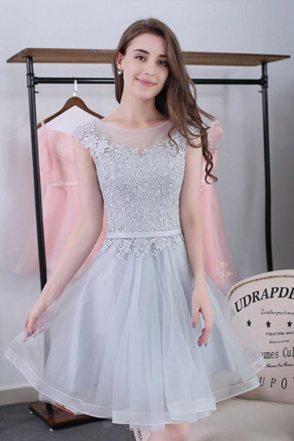 Scoop Sashes Appliques Sleeveless Mini Homecoming Dress Short Prom Dresses
