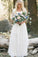 Bohemian Forest A Line V Neck Half Sleeves Sweetheart Lace Chiffon Wedding Dresses