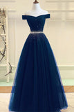 A Line Burgundy Off the Shoulder Lace up Tulle Sweetheart Long Prom Dresses