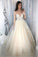 Charming Ball Gown Lace Appliques Tulle Long Scoop Prom Dress Elegant Evening Dresses