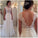 A-line Round Neckline Chiffon Lace Long Open Back Sleeves Wedding Dresses