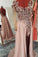 Unique Round Neck Chiffon Lace Long Beads Long Sleeve Party Prom Dresses uk PW221